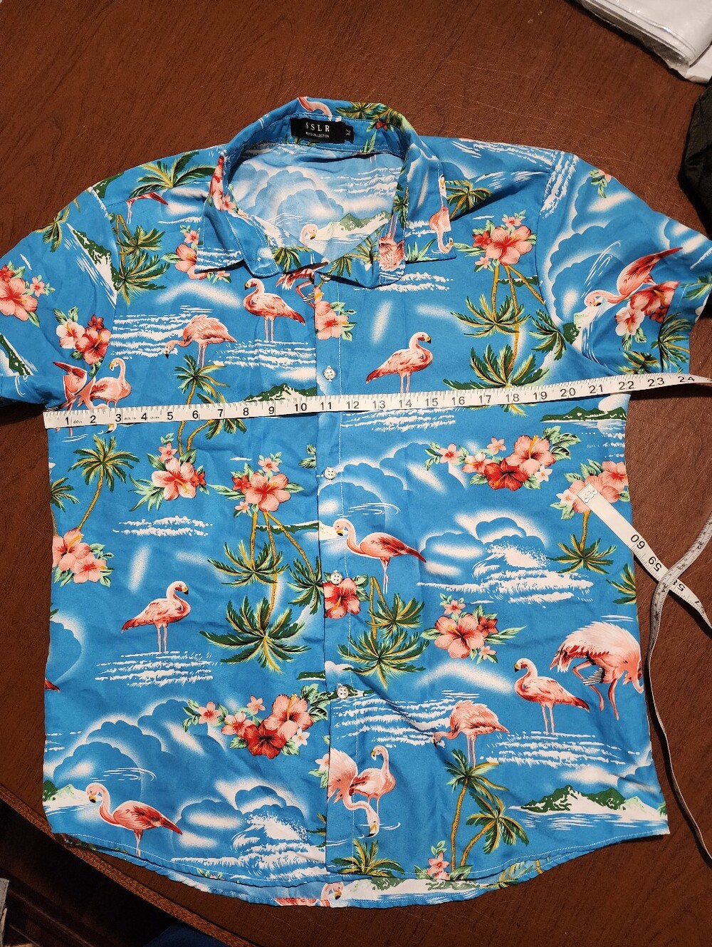 ISLR Blue Flamingo Print Short-Sleeve Button-Down Shirt - Picture 5 of 9
